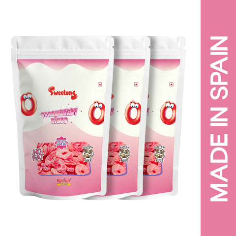 Sweetons Sour Strawberry Rings Candy, Pack of 3 (50gm Each) Sweetons Sour Strawberry Rings Candy, Pack of 3 (50gm Each)