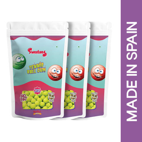 Sweetons Tennis Gum Balls– Pack of 3 (50g Each)
