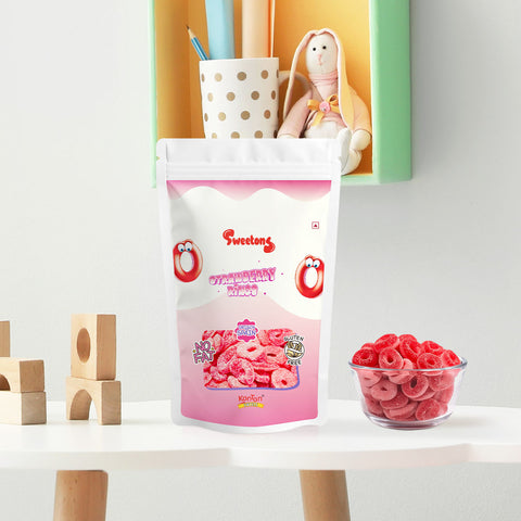 Sweetons Sour Strawberry Rings Candy, Pack of 3 (50gm Each)