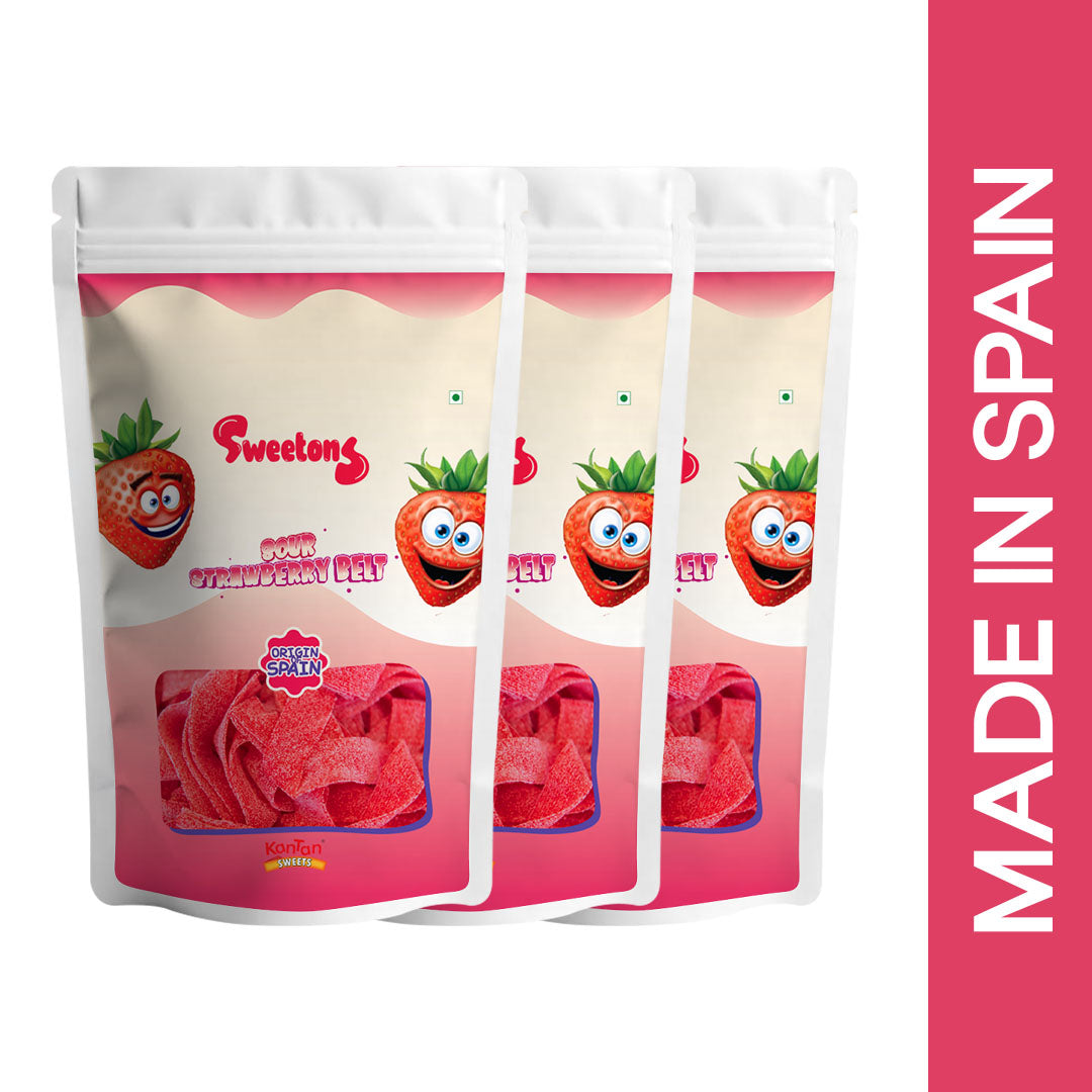 Sweetons Sour Strawberry Belt - Pack of 3 (48g each)